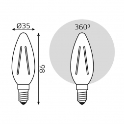 Лампа светодиодная диммируемая Gauss филаментная E14 5W 2700К прозрачная 103801105-D