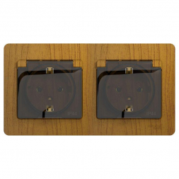 Розетка двойная 2К+З Schneider Electric Glossa 16A 250V со шторками дуб GSL000547