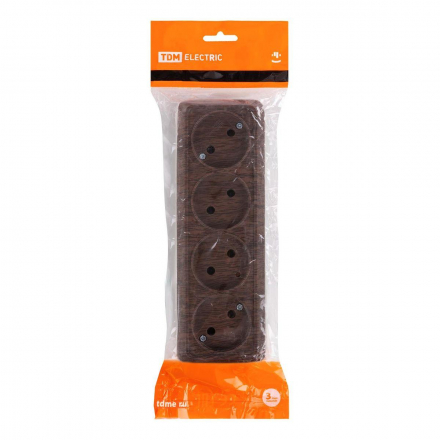 Розетка четырехместная 2P TDM Electric Ладога бук SQ1801-0328