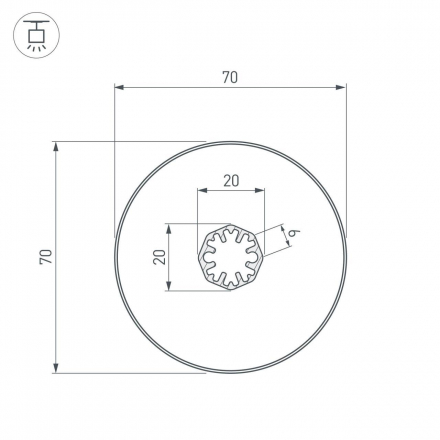 Встраиваемый профиль SL-ROUND-D70-360deg-2000 ANOD 037770