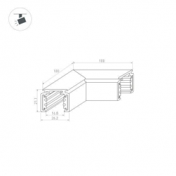Коннектор L-образный внешний Arlight Mag-Orient-Con-2620-L90 036020