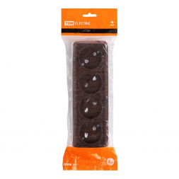 Розетка четырехместная 2P TDM Electric Ладога со шторками бук SQ1801-0329