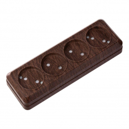 Розетка четырехместная 2P TDM Electric Ладога со шторками бук SQ1801-0329