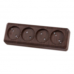 Розетка четырехместная 2P TDM Electric Ладога со шторками бук SQ1801-0329