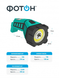 Ручной светодиодный фонарь Фотон аккумуляторный 175х80 210 лм RРМ-6000 23284