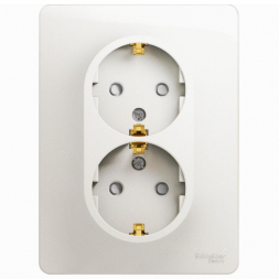 Розетка двойная 2К+З Schneider Electric Glossa 16A 250V со шторками перламутр GSL000626
