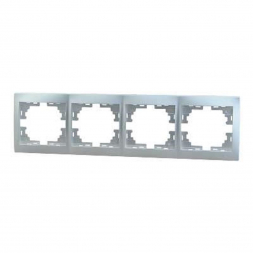 Рамка 4-ая горизонтальная Lezard Mira серебро 701-1000-149