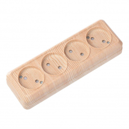 Розетка четырехместная 2P TDM Electric Ладога со шторками сосна SQ1801-0429