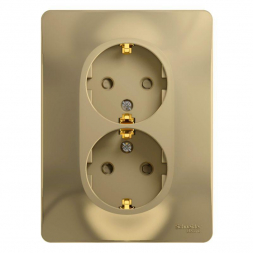 Розетка двойная 2К+З Schneider Electric Glossa 16A 250V со шторками титан GSL000426