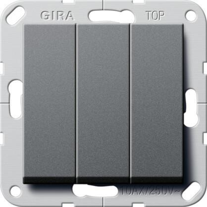 Переключатель трехклавишный Gira System 55 антрацит 283228