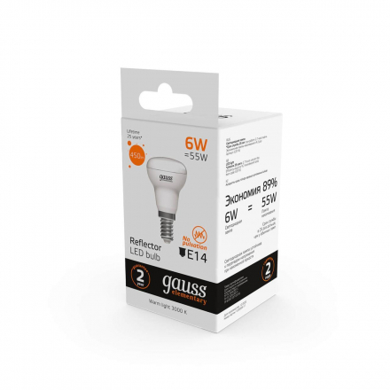 Лампа светодиодная Gauss E14 6W 3000K матовая 63116