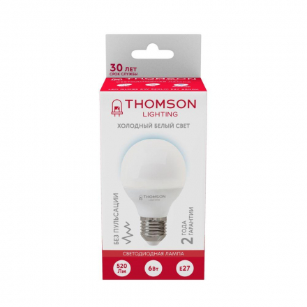 Лампа светодиодная Thomson E27 6W 6500K шар матовая TH-B2318