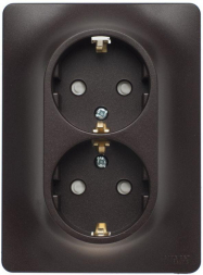 Розетка двойная 2К+З Schneider Electric Glossa 16A 250V со шторками шоколад GSL000826