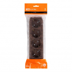 Розетка четырехместная 2P+PE TDM Electric Ладога со шторками бук SQ1801-0331