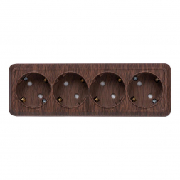 Розетка четырехместная 2P+PE TDM Electric Ладога со шторками бук SQ1801-0331