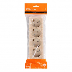 Розетка четырехместная 2P+PE TDM Electric Ладога со шторками сосна SQ1801-0431