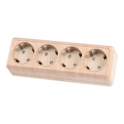 Розетка четырехместная 2P+PE TDM Electric Ладога со шторками сосна SQ1801-0431