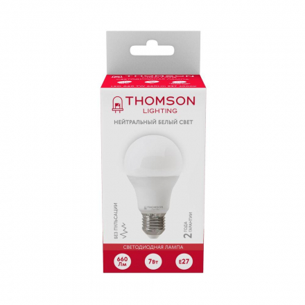 Лампа светодиодная Thomson E27 7W 4000K груша матовая TH-B2002