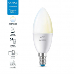 Лампа светодиодная диммируемая WiZ E14 4,9W 2700-6500K матовая Wi-Fi BLE 40WC37E14927-65TW1PF/6 929002448702