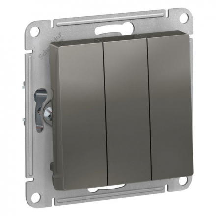 Выключатель трехклавишный Schneider Electric AtlasDesign 10A 250V сталь ATN000931
