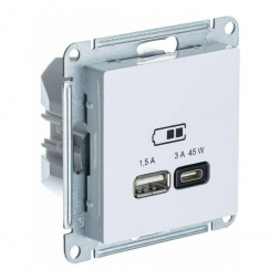 Розетка 2хUSB Schneider Electric AtlasDesign тип A+C белый ATN000129