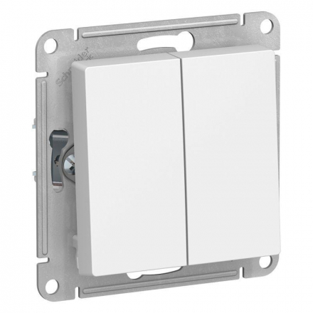Переключатель двухклавишный проходной Schneider Electric AtlasDesign 10A 250V белый ATN000165