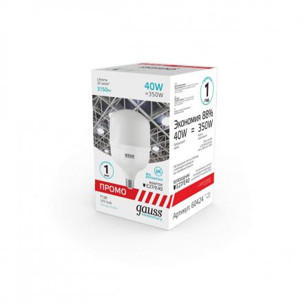 Лампа светодиодная Gauss E40 40W 4100K матовая 60424