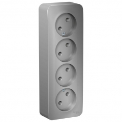 Розетка четырехместная 2К Schneider Electric Blanca 16A 250V алюминий BLNRA000413