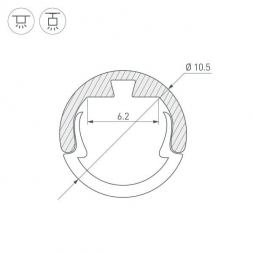 Профиль Arlight Round-D10.5-2000 Anod Black 033036