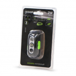 Налобный светодиодный фонарь Gauss аккумуляторный 65х35 80 лм GF410