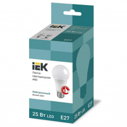 Лампа светодиодная IEK E27 25W 4000K матовая LLE-A80-25-230-40-E27