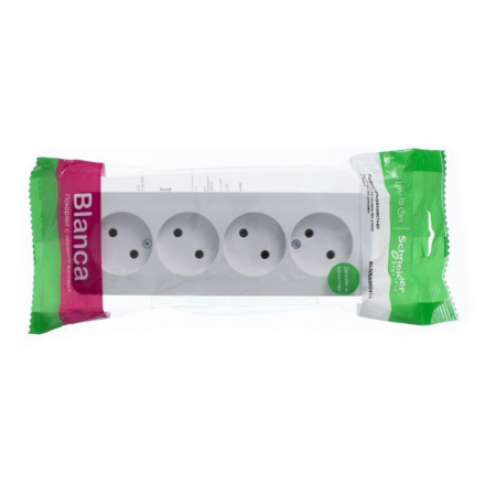 Розетка четырехместная 2К Schneider Electric Blanca 16A 250V белая BLNRA000411