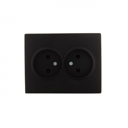 Розетка 2-ая без зазем. Lezard Karina черная 707-4200-128