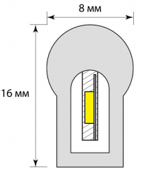 Гибкий неон Uniel 8W/m 120LED/m 2835SMD теплый белый 50M ULS-N21-2835-120LED/m-8mm-IP67-220V-8W/m-50M-WW UL-00002925