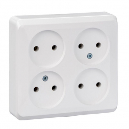 Розетка четырехместная 2К Schneider Electric Этюд 16A 250V белая PA16-205B