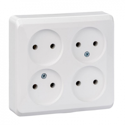 Розетка четырехместная 2К Schneider Electric Этюд 16A 250V белая PA16-205B