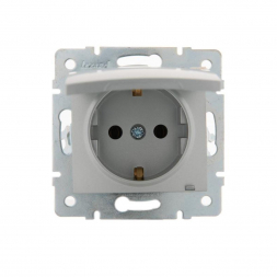 Розетка с зазем. с крышкой Lezard Karina серебро 707-4388-123