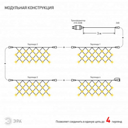 Светодиодная гирлянда ЭРА сеть 24V теплый белый ENOS-01B Б0041909