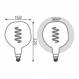 Лампа светодиодная диммируемая филаментная Gauss E27 5W 1800K розовая 1007802103