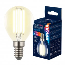Лампа светодиодная Uniel E14 4W 3000K прозрачная LED-G45-4W/3000K/E14/CL GLY01TR UL-00011938