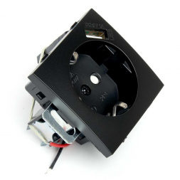 Розетка 2P+PE Stekker Эрна с USB черный PST16-9111-03 49155