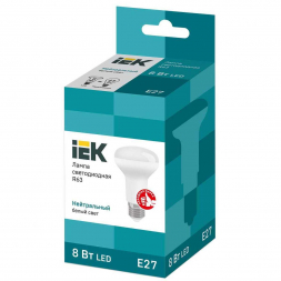 Лампа светодиодная IEK E27 8W 4000K матовая LLE-R63-8-230-40-E27