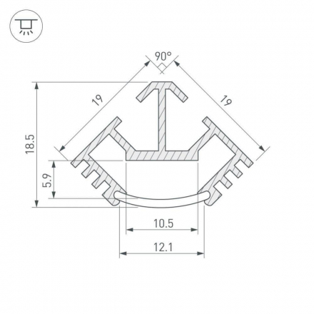 Профиль Arlight T45-2000 (CT) ANOD 016942