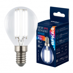 Лампа светодиодная Uniel E14 4W 4000K прозрачная LED-G45-4W/4000K/E14/CL GLY01TR UL-00011939