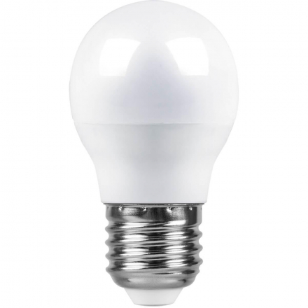 Лампа светодиодная Feron E27 7W 6400K Шар Матовая LB-95 25483