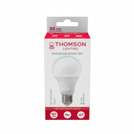 Лампа светодиодная Thomson E27 9W 6500K груша матовая TH-B2302