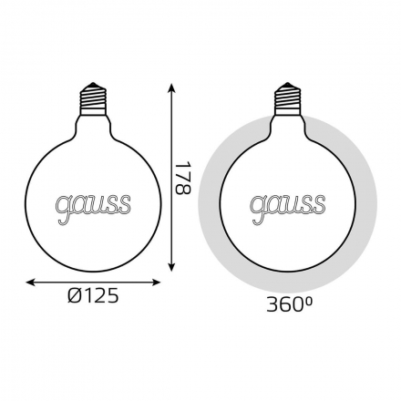 Лампа светодиодная филаментная Gauss E27 2,5W 2000K золотая 175802003