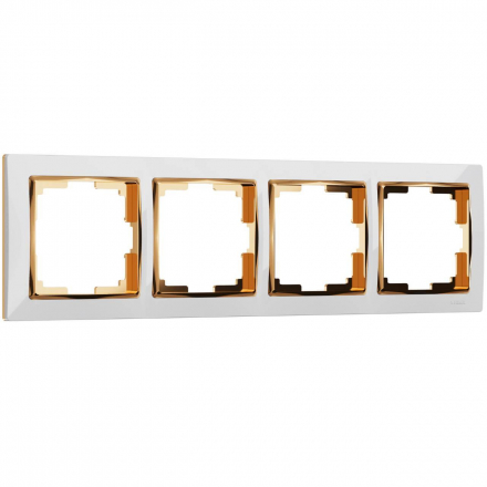 Рамка на 4 поста Werkel Snabb белый/золото W0041933 4690389160936