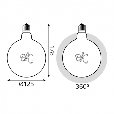 Лампа светодиодная филаментная Gauss E27 2,5W 2000K золотая 176802003