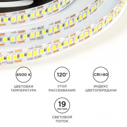 Светодиодная лента OGM 19,2W/m 240LED/m 2835SMD холодный белый 5M LSE-267